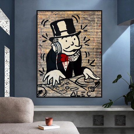 Alec Monopoly DJ Money Man Canvas Print - Limited Edition.-ChandeliersDecor