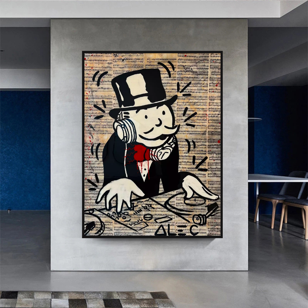 Alec Monopoly DJ Money Man Canvas Print - Limited Edition.-ChandeliersDecor