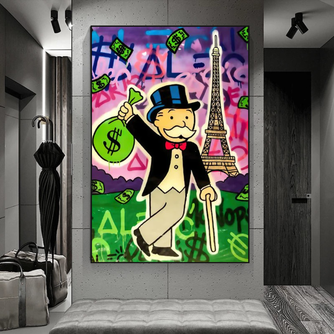 Alec Monopoly Eiffel Tower Canvas Print-ChandeliersDecor