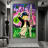 Alec Monopoly Eiffel Tower Canvas Print-ChandeliersDecor