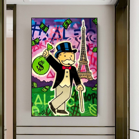 Alec Monopoly Eiffel Tower Canvas Print-ChandeliersDecor