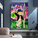 Alec Monopoly Eiffel Tower Canvas Print-ChandeliersDecor