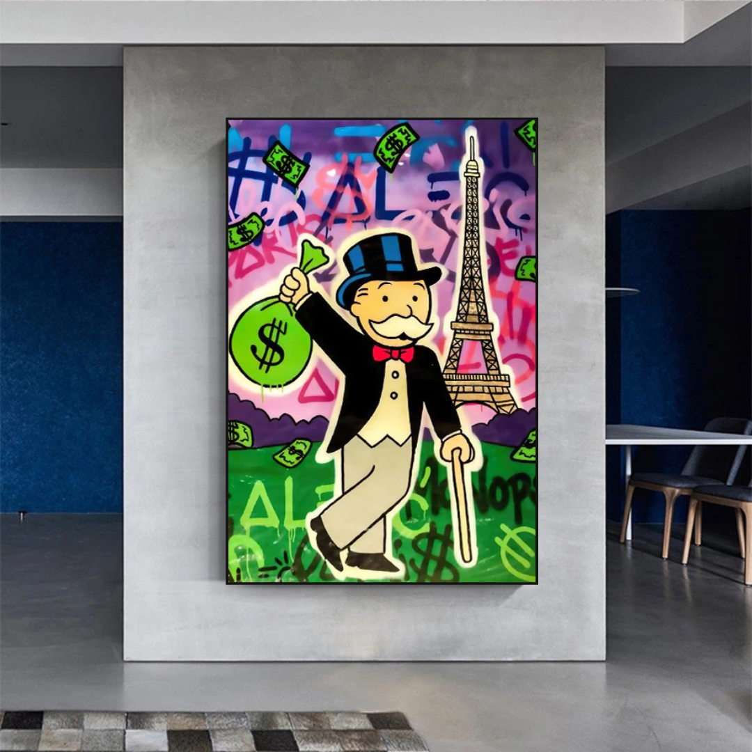 Alec Monopoly Eiffel Tower Canvas Print-ChandeliersDecor