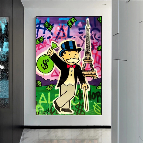 Alec Monopoly Eiffel Tower Canvas Print-ChandeliersDecor