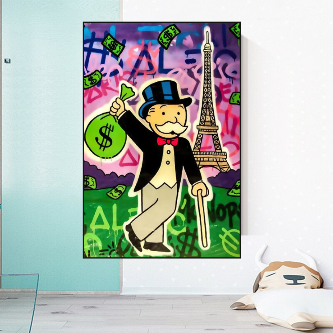 Alec Monopoly Eiffel Tower Canvas Print-ChandeliersDecor