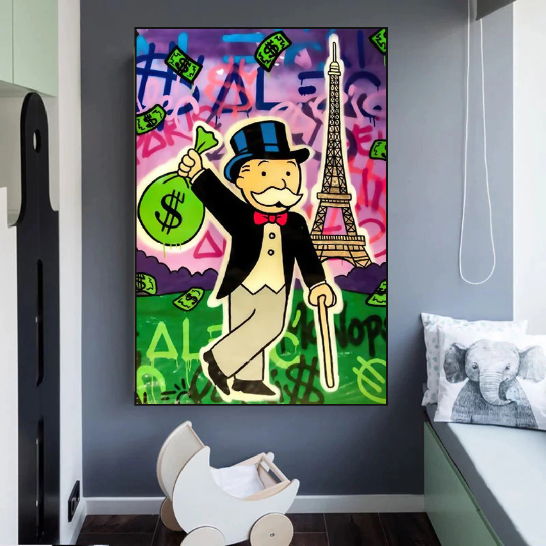 Alec Monopoly Eiffel Tower Canvas Print-ChandeliersDecor