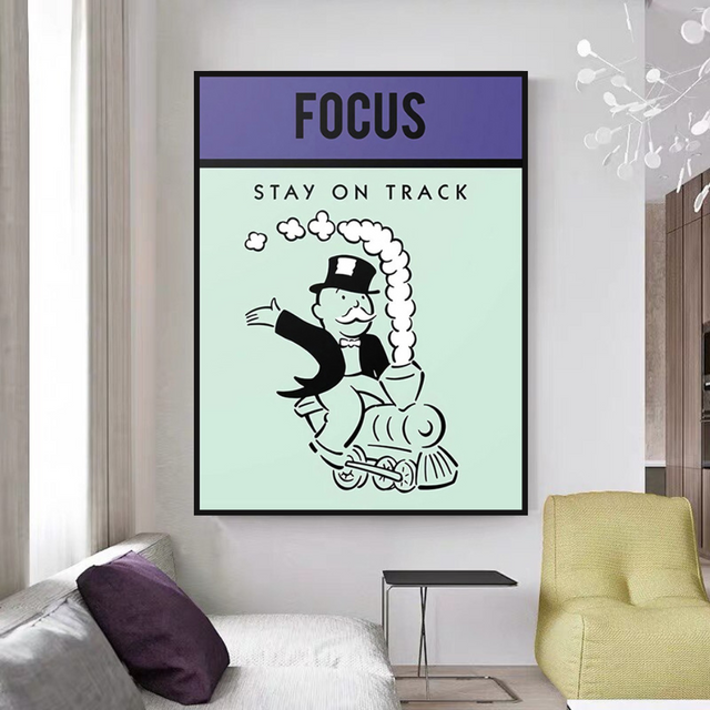 Alec Monopoly Focus Stay on Track Play Card Canvas Wall Art