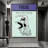 Alec Monopoly Focus Stay on Track Play Card Canvas Wall Art-ChandeliersDecor