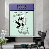 Alec Monopoly Focus Stay on Track Play Card Canvas Wall Art-ChandeliersDecor