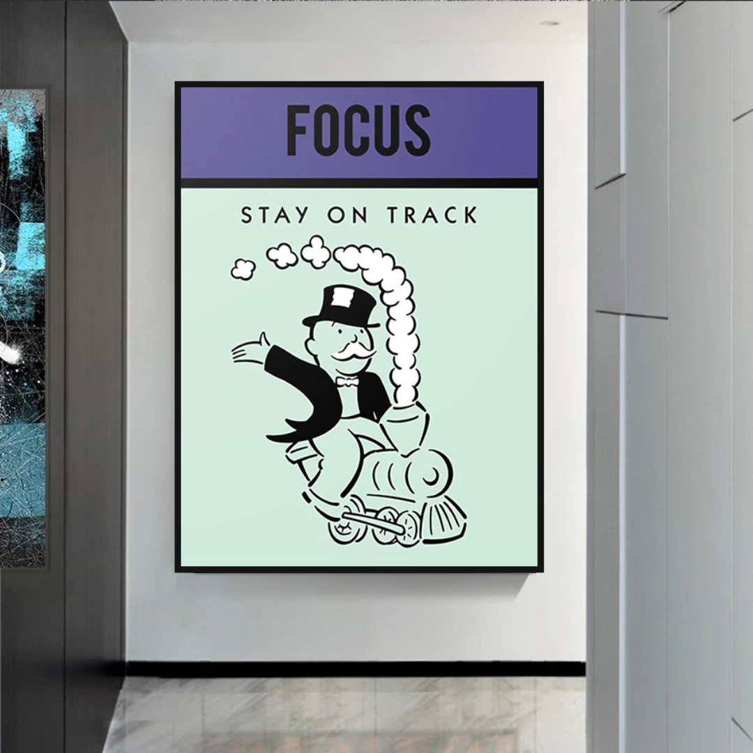 Alec Monopoly Focus Stay on Track Play Card Canvas Wall Art-ChandeliersDecor