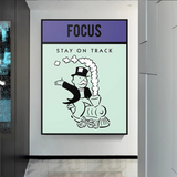 Alec Monopoly Focus Stay on Track Play Card Canvas Wall Art-ChandeliersDecor