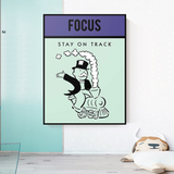 Alec Monopoly Focus Stay on Track Play Card Canvas Wall Art-ChandeliersDecor