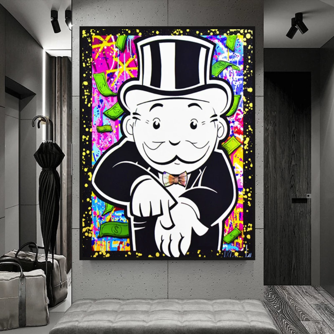 Alec Monopoly Give Me Money Canvas Print-ChandeliersDecor