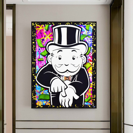 Alec Monopoly Give Me Money Canvas Print-ChandeliersDecor