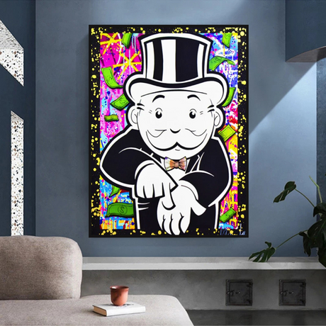 Alec Monopoly Give Me Money Canvas Print-ChandeliersDecor