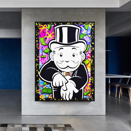 Alec Monopoly Give Me Money Canvas Print-ChandeliersDecor