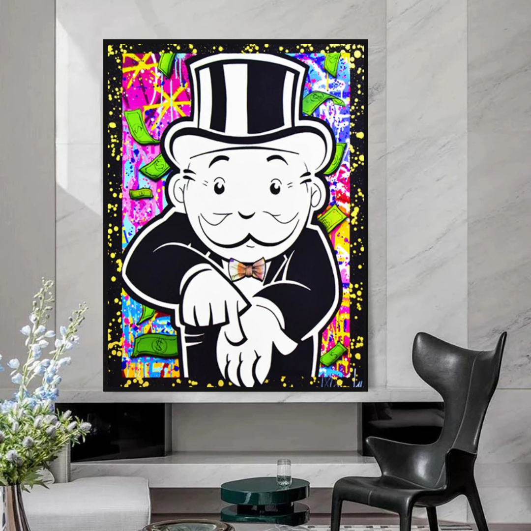 Alec Monopoly Give Me Money Canvas Print-ChandeliersDecor