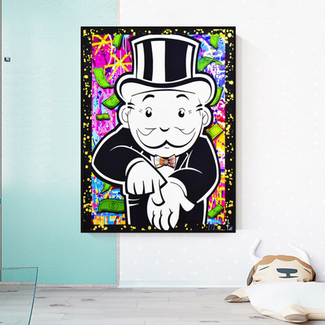 Alec Monopoly Give Me Money Canvas Print-ChandeliersDecor