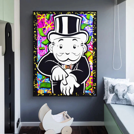 Alec Monopoly Give Me Money Canvas Print-ChandeliersDecor