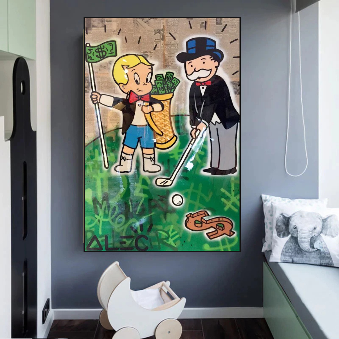 Alec Monopoly Go yard Golf Canvas Print-ChandeliersDecor