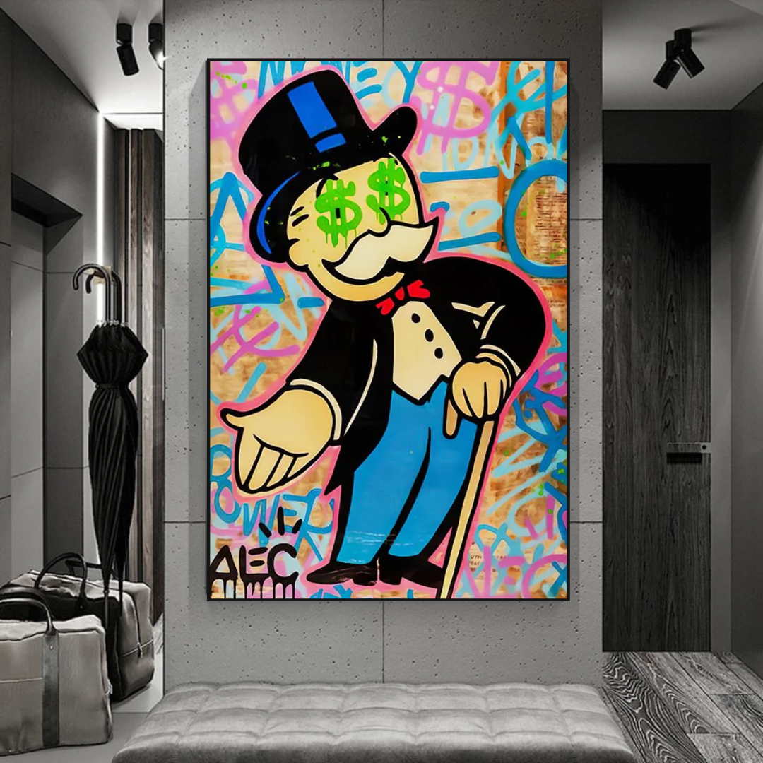 Alec Monopoly Graffiti Canvas Print-ChandeliersDecor