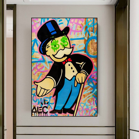 Alec Monopoly Graffiti Canvas Print-ChandeliersDecor