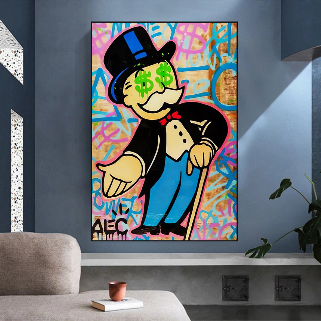 Alec Monopoly Graffiti Canvas Print-ChandeliersDecor