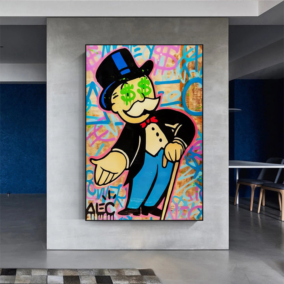 Alec Monopoly Graffiti Canvas Print-ChandeliersDecor