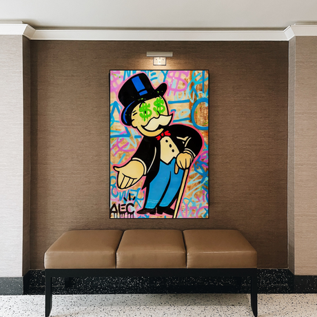 Alec Monopoly Graffiti Canvas Print-ChandeliersDecor