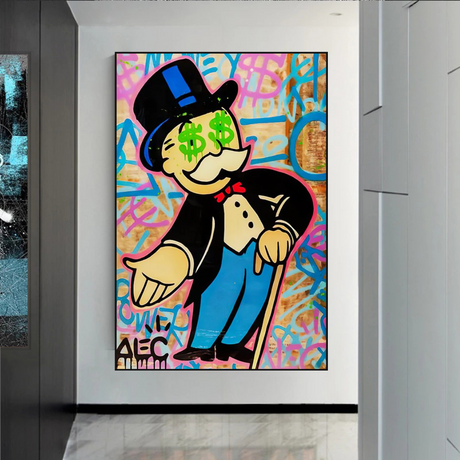 Alec Monopoly Graffiti Canvas Print-ChandeliersDecor