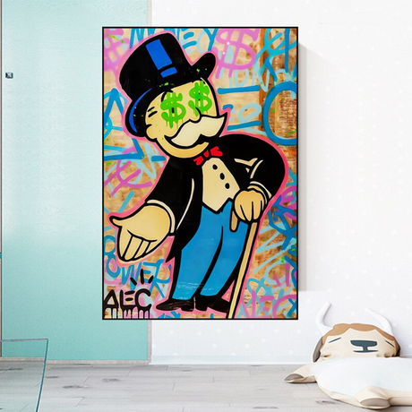 Alec Monopoly Graffiti Canvas Print-ChandeliersDecor