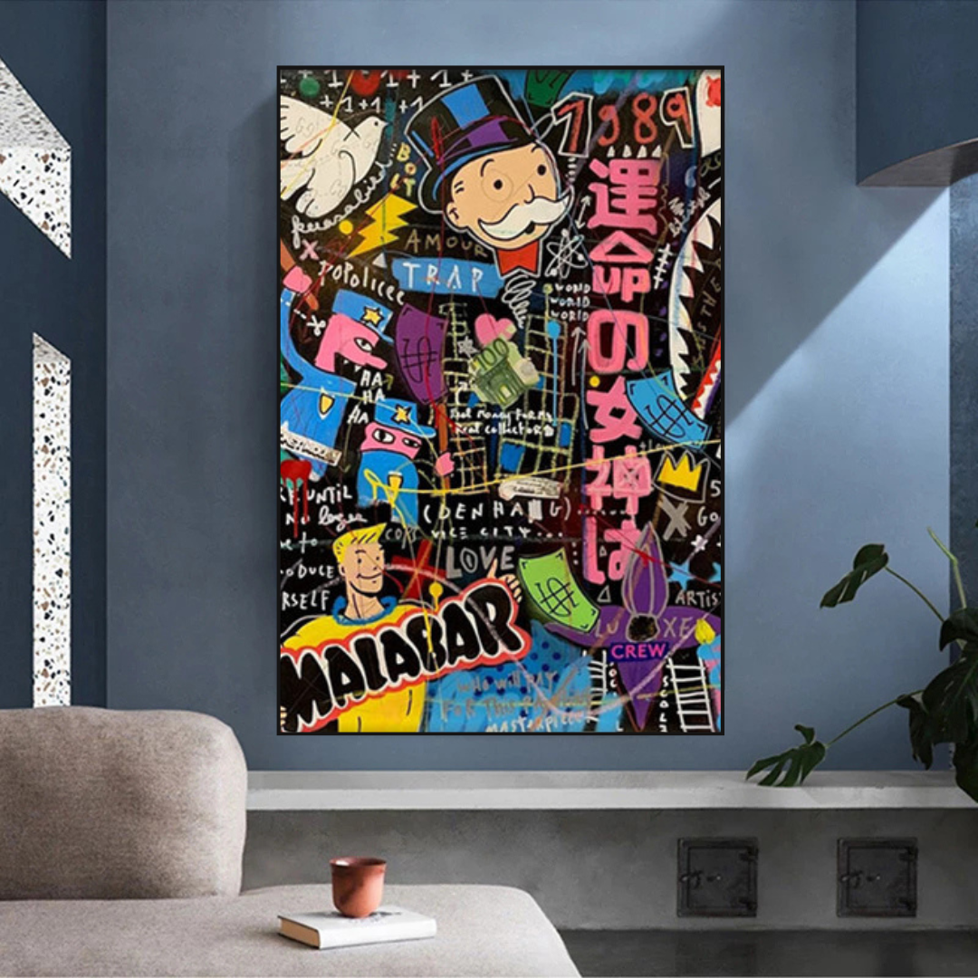 Alec Monopoly Graffiti Money Man Millionaire Canvas Wall Art-ChandeliersDecor