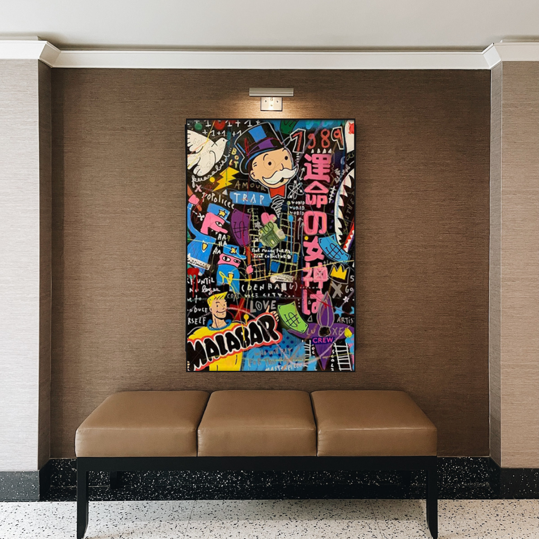 Alec Monopoly Graffiti Money Man Millionaire Canvas Wall Art-ChandeliersDecor