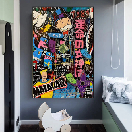 Alec Monopoly Graffiti Money Man Millionaire Canvas Wall Art-ChandeliersDecor