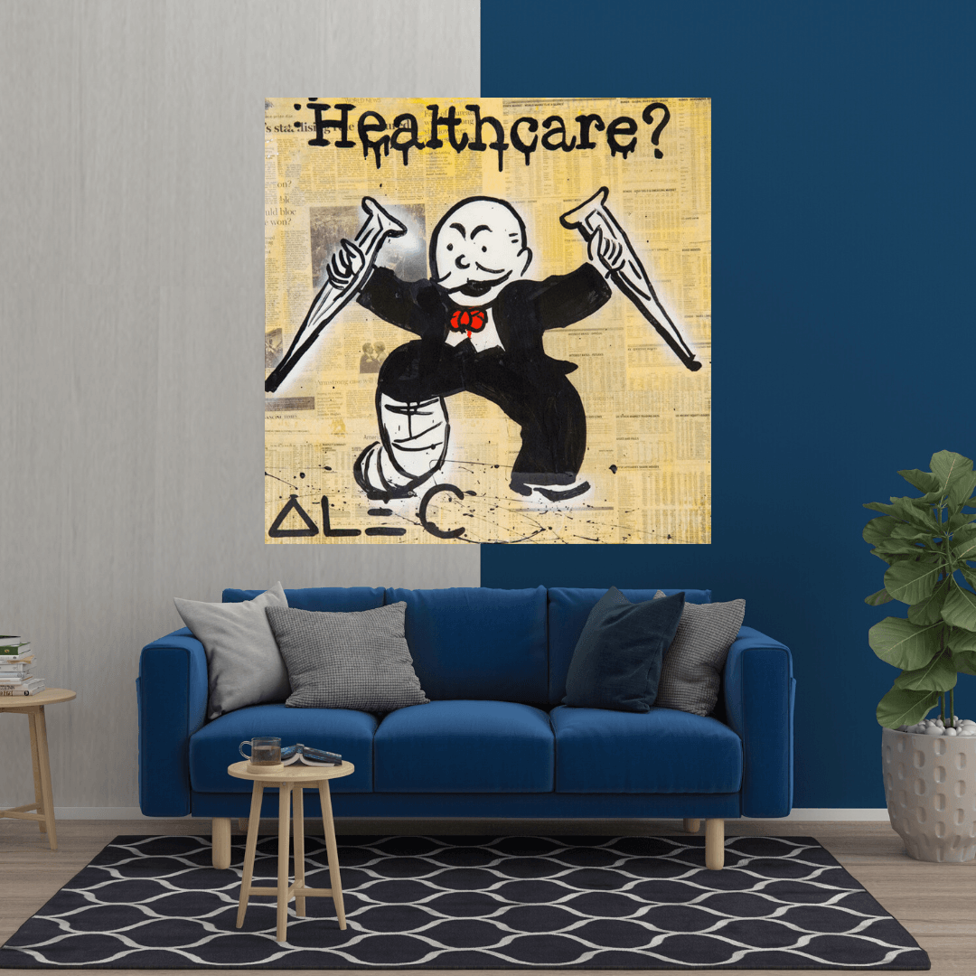 Alec Monopoly Healthcare Medical Newspaper Canvas Wall Art-ChandeliersDecor