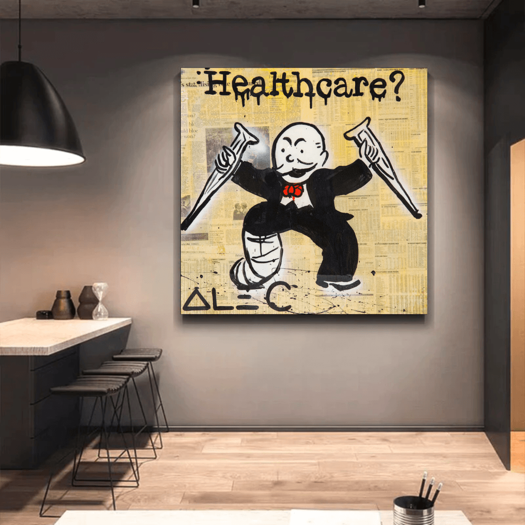 Alec Monopoly Healthcare Medical Newspaper Canvas Wall Art-ChandeliersDecor