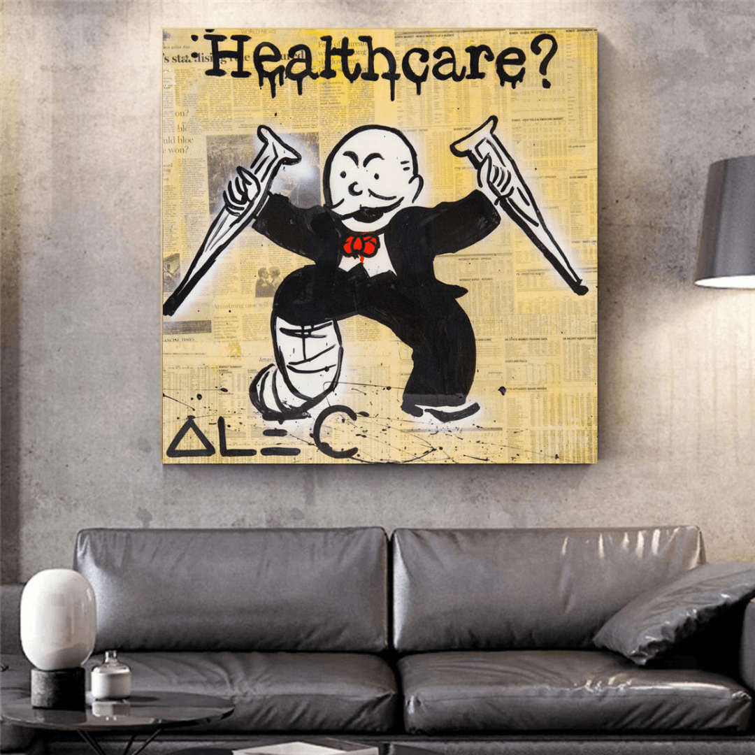 Alec Monopoly Healthcare Medical Newspaper Canvas Wall Art-ChandeliersDecor