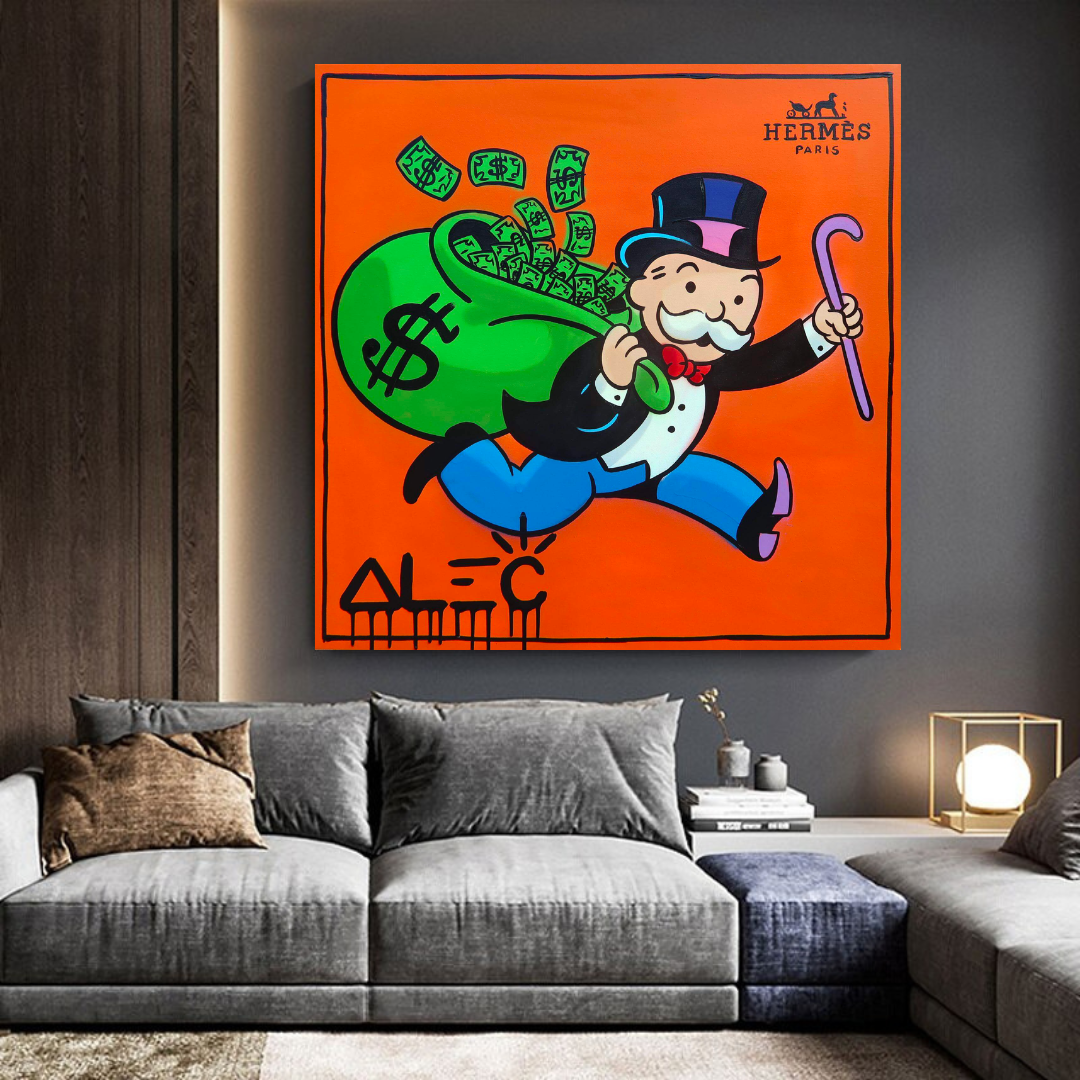 Alec Monopoly Hermes Art - Money Man Canvas Print-ChandeliersDecor