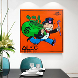 Alec Monopoly Hermes Art - Money Man Canvas Print-ChandeliersDecor