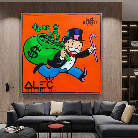 Alec Monopoly Hermes Art - Money Man Canvas Print-ChandeliersDecor