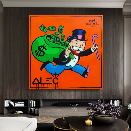 Alec Monopoly Hermes Art - Money Man Canvas Print-ChandeliersDecor