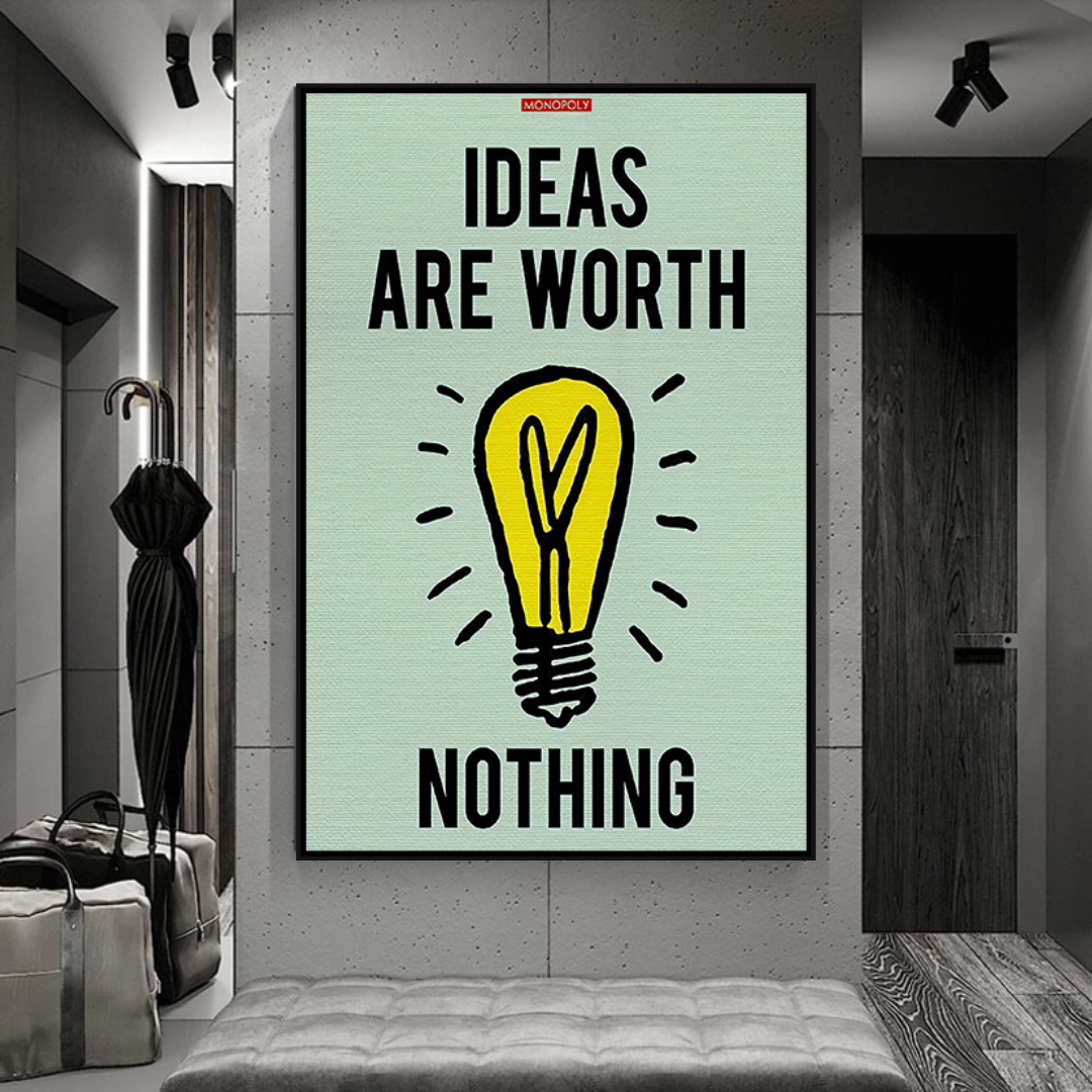 Alec Monopoly Ideas are Worth Nothing Play Card Canvas Wall Art-ChandeliersDecor