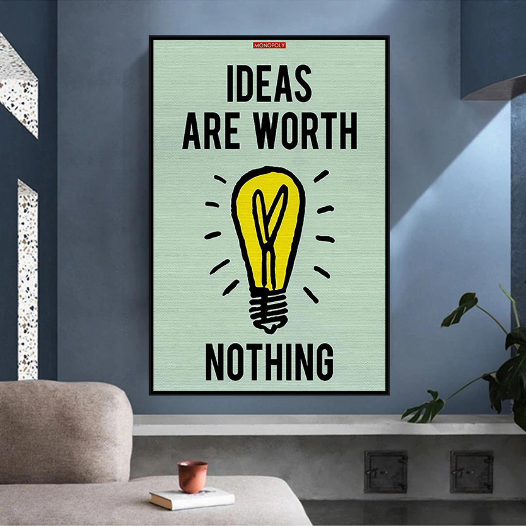 Alec Monopoly Ideas are Worth Nothing Play Card Canvas Wall Art-ChandeliersDecor