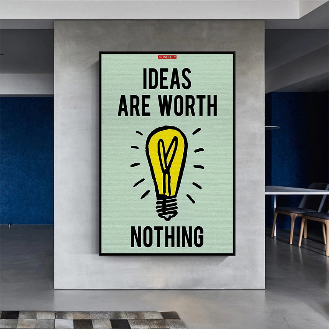 Alec Monopoly Ideas are Worth Nothing Play Card Canvas Wall Art-ChandeliersDecor