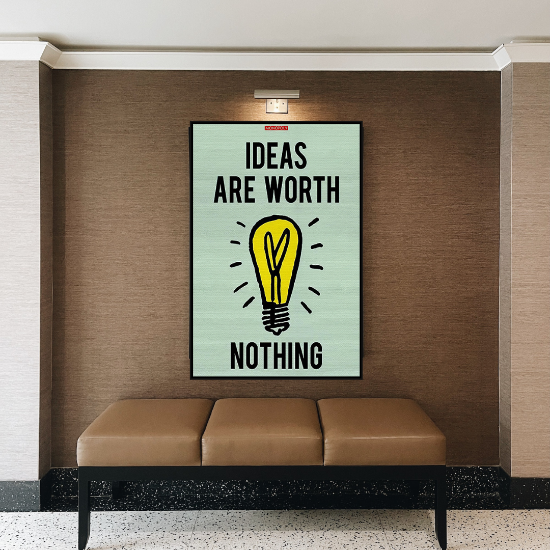 Alec Monopoly Ideas are Worth Nothing Play Card Canvas Wall Art-ChandeliersDecor