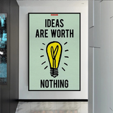 Alec Monopoly Ideas are Worth Nothing Play Card Canvas Wall Art-ChandeliersDecor