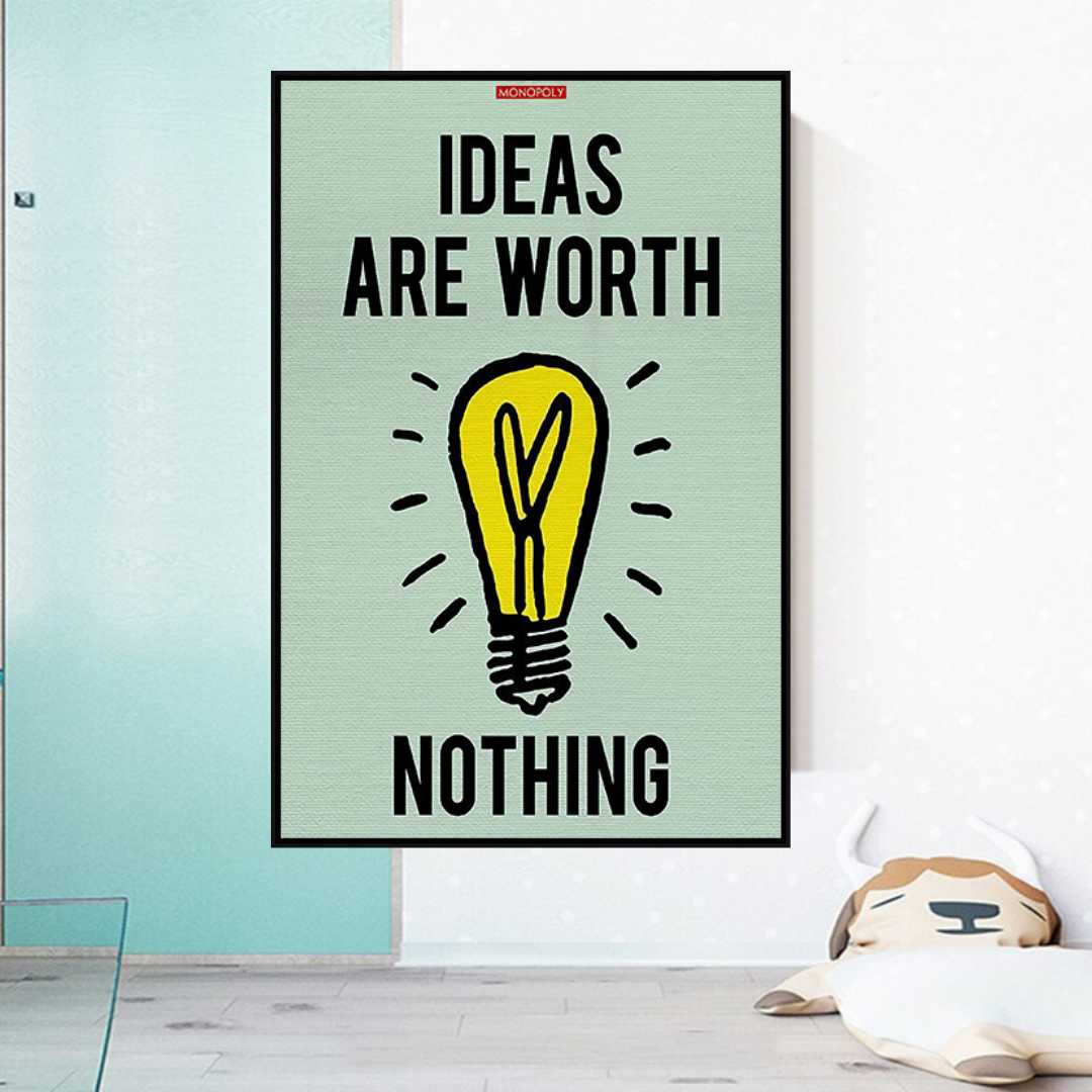 Alec Monopoly Ideas are Worth Nothing Play Card Canvas Wall Art-ChandeliersDecor