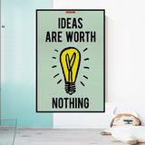 Alec Monopoly Ideas are Worth Nothing Play Card Canvas Wall Art-ChandeliersDecor