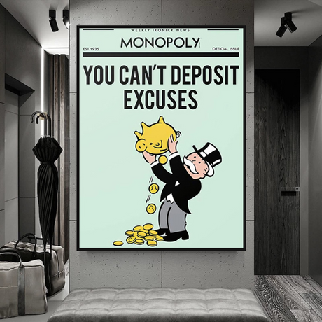 Alec Monopoly If You Can’t Deposit Excuses Play Card Canvas Wall Art-ChandeliersDecor