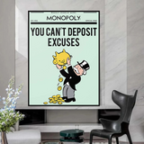 Alec Monopoly If You Can’t Deposit Excuses Play Card Canvas Wall Art-ChandeliersDecor